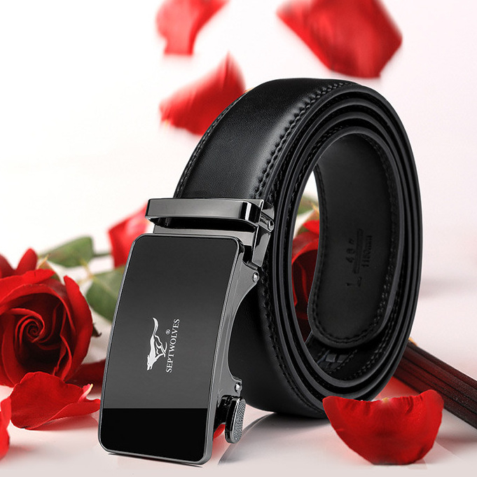 Septwolves curea pentru bărbați, piele split, cataramă automată, design original, lățime 2-4 cm