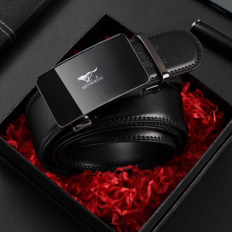 Septwolves curea pentru bărbați, piele split, cataramă automată, design original, lățime 2-4 cm