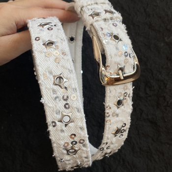 Denim pojas sa zvjezdanim zakrkama – punk Y2K stil, kopča od legura, zatvaranje kukom, Leather-Plastic obrada, Street/Hip-Hop stil, Zima 2025