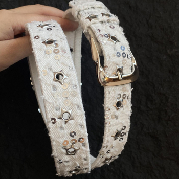 Denim pojas sa zvjezdanim zakrkama – punk Y2K stil, kopča od legura, zatvaranje kukom, Leather-Plastic obrada, Street/Hip-Hop stil, Zima 2025