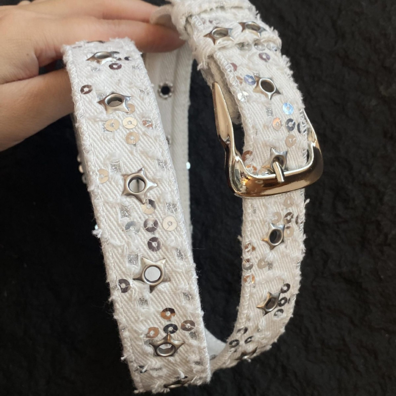 Denim pojas sa zvjezdanim zakrkama – punk Y2K stil, kopča od legura, zatvaranje kukom, Leather-Plastic obrada, Street/Hip-Hop stil, Zima 2025