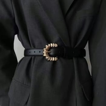 Pojas za kaput s kopčom od legure, PU materijal, vezanje uz pomoć pertli, uska širina do 2 cm