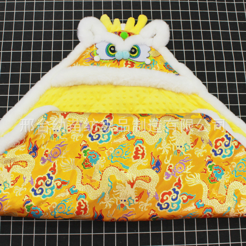 Cuvertură pentru nou-născuți cu pelerină împotriva vântului, exterior poliester, umplutură din bumbac spălat, model animale, potrivită pentru toamnă și iarnă