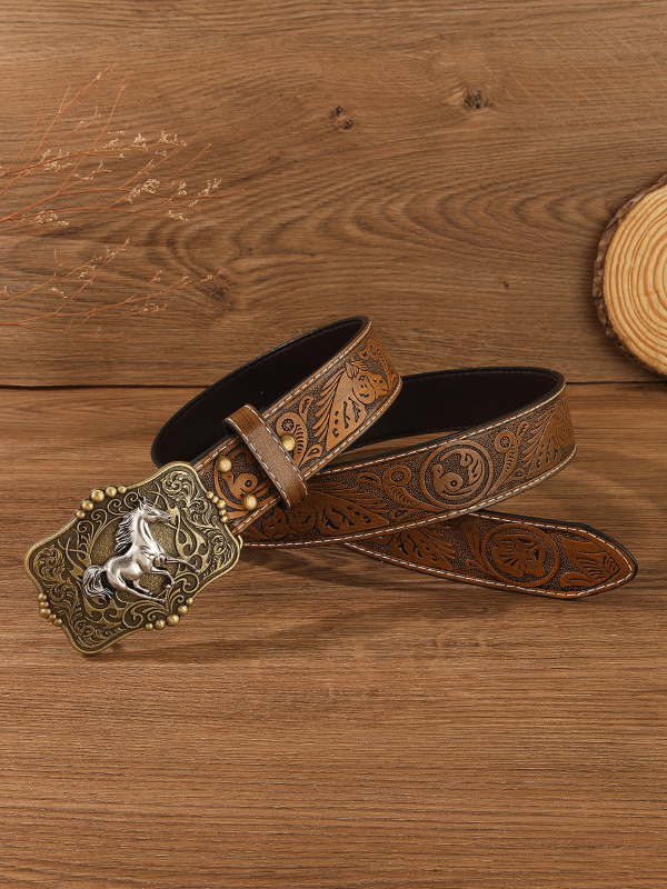 PU kožni pojas s udubljenim uzorkom, kopča od legure, kopčanje pločastim tipom, širina 2–4 cm