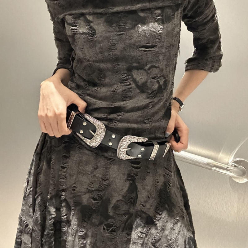 Ženski pojas od PU kože s PIN kopčom, kopča od legure, dvostruki nit, širina 2–4 cm, proljeće 2025