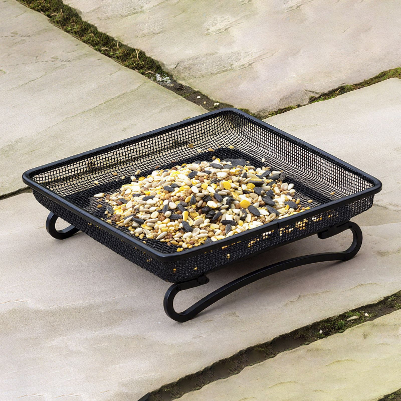 Hrănitoare pentru păsări din Fier forjat, plasă pătrată din sârmă, alimentare manuală, pentru grădină în aer liber și acvariu