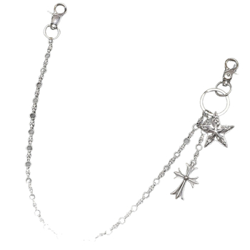 Strukovni lanac s križnim privjeskom u euro-američkom stilu i privjeskom petokrake zvijezde, cinkova legura, jedna petlja, duljina 105 cm