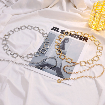 Lanț talie pentru femei, lanț metalic decorativ pentru rochii și fuste (Material: metal; Lungime: 110 cm; Lățime: 2; Cerc de curea: monoloop; Stil: versatil)