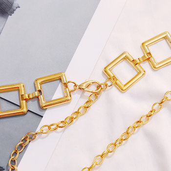 Lanț talie pentru femei, lanț metalic decorativ pentru rochii și fuste (Material: metal; Lungime: 110 cm; Lățime: 2; Cerc de curea: monoloop; Stil: versatil)