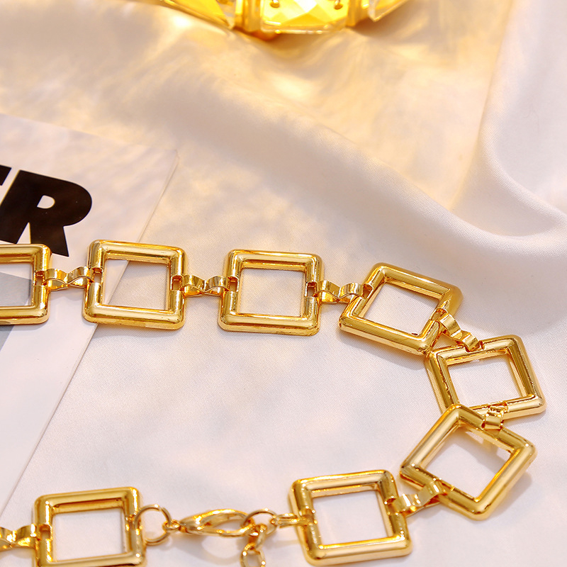 Lanț talie pentru femei, lanț metalic decorativ pentru rochii și fuste (Material: metal; Lungime: 110 cm; Lățime: 2; Cerc de curea: monoloop; Stil: versatil)