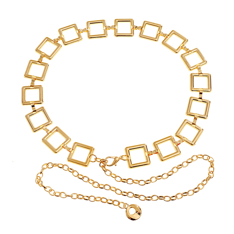 Lanț talie pentru femei, lanț metalic decorativ pentru rochii și fuste (Material: metal; Lungime: 110 cm; Lățime: 2; Cerc de curea: monoloop; Stil: versatil)