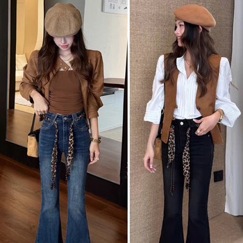 Leopard uzorak PU tkanog pojasa s ručno izrađenim perlicama, kopča čvor, porijeklo Yiwu, proljeće 2025, svestrani dodatak