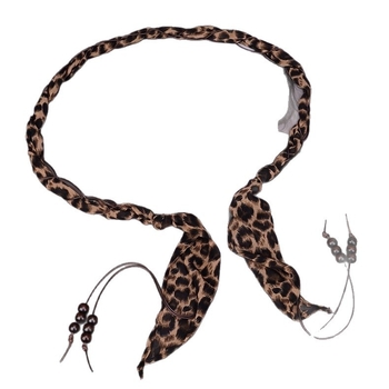 Leopard uzorak PU tkanog pojasa s ručno izrađenim perlicama, kopča čvor, porijeklo Yiwu, proljeće 2025, svestrani dodatak