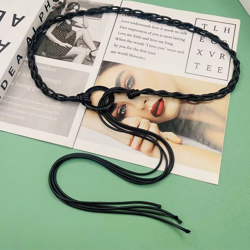 Ručni pleteni ženski kaiš od voskastog užeta, boemski etno stil, retro okrugla kopča od smole, kopčanje kukom, ručna izrada