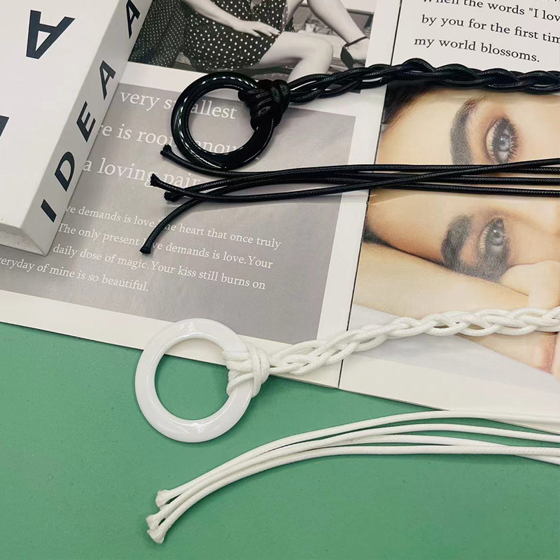 Ručni pleteni ženski kaiš od voskastog užeta, boemski etno stil, retro okrugla kopča od smole, kopčanje kukom, ručna izrada