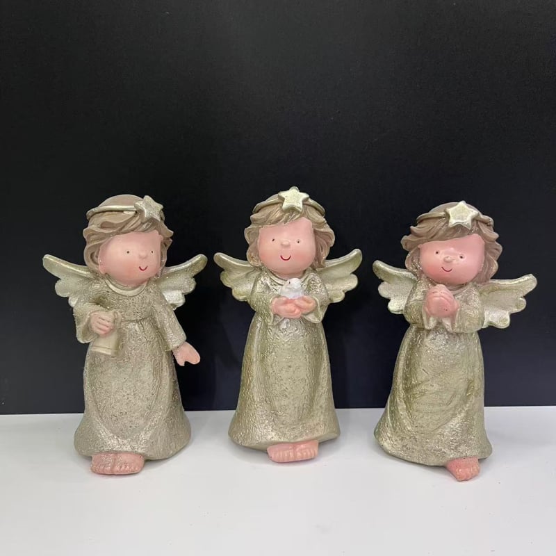 Molitveni anđeo figurica, smolna ručno izrađena dekoracija u karikaturalnom stilu, za dom i poklon za useljenje te suvenir za putovanje.