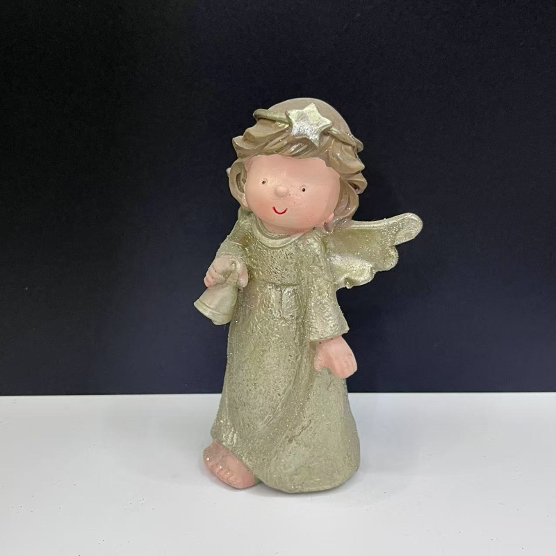 Molitveni anđeo figurica, smolna ručno izrađena dekoracija u karikaturalnom stilu, za dom i poklon za useljenje te suvenir za putovanje.