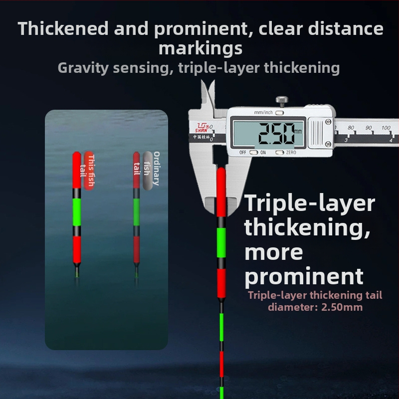 Vertikálny plavák na rybolov s driftom – meniaca farba, luminescujúci elektronický plavák pre deň aj noc; kompozitný materiál; značka Powerful merchant.