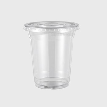 Jednokratna PET šalica za kavu s poklopcem, proziran plastični materijal, kapacitet 301–400 ml, okruglog oblika