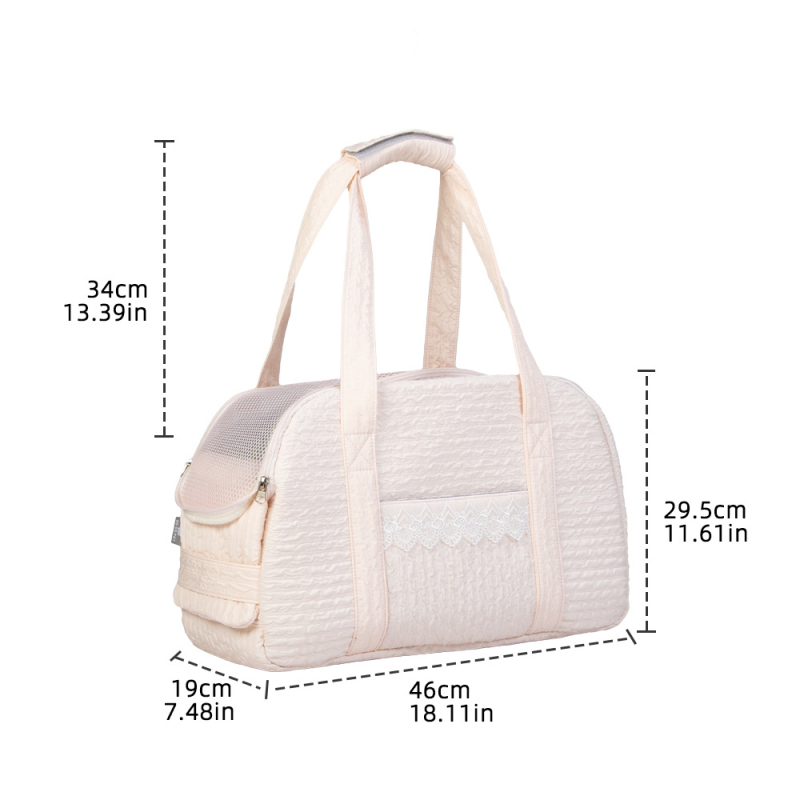 Torba za kućne ljubimce za mačke i male pse, čipkasti dizajn, prozračni poliester, nošenje preko ramena ili ručno (Poliester; Mačka 7 kg; Pas 6 kg; Jednostavan uzorak; Čvrstoća: srednja do mekana)
