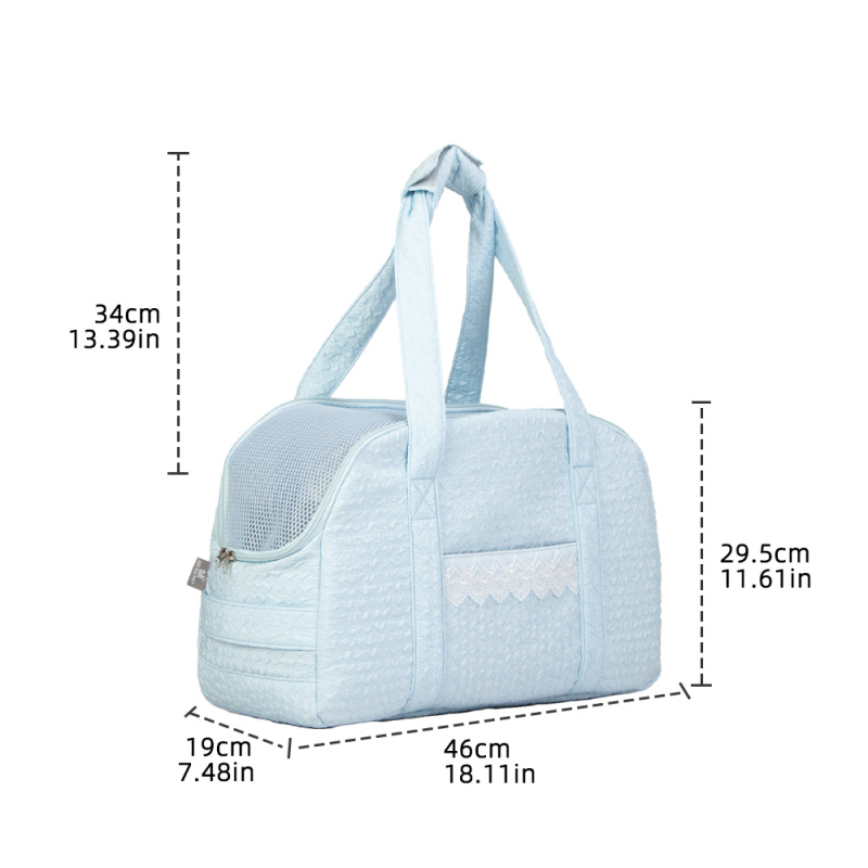Torba za kućne ljubimce za mačke i male pse, čipkasti dizajn, prozračni poliester, nošenje preko ramena ili ručno (Poliester; Mačka 7 kg; Pas 6 kg; Jednostavan uzorak; Čvrstoća: srednja do mekana)