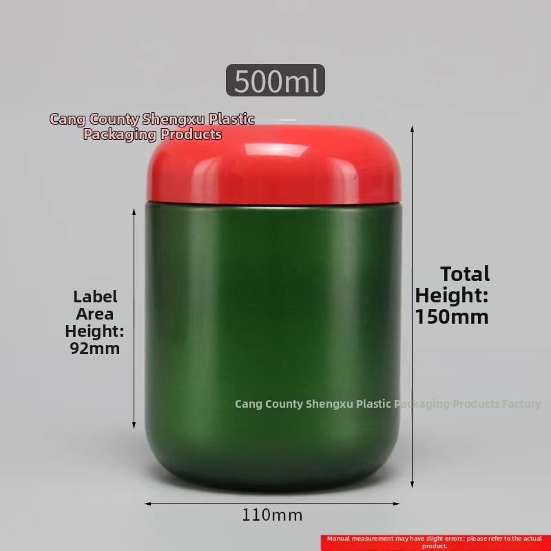 HDPE plastična posuda za prah s poklopcem, kapacitet 600 ml, prilagođeno obrade, tiskani logotip, pogodna za prah