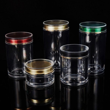 Zárható PS műanyag üveg kupakkal, offset nyomtatású logó, testre szabható egészségügyi csomagoláshoz