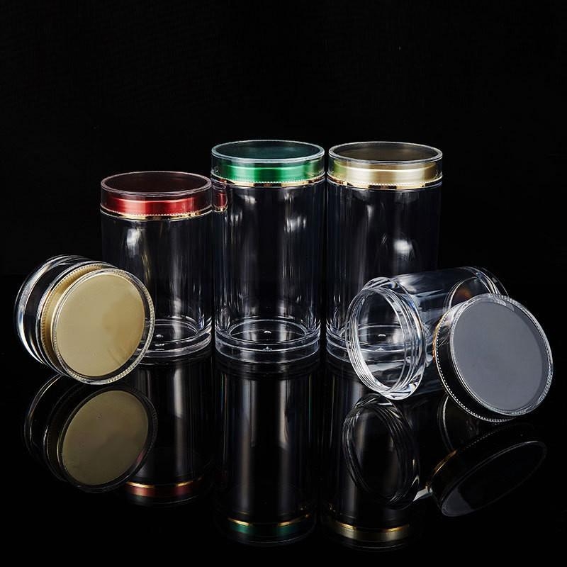 Zárható PS műanyag üveg kupakkal, offset nyomtatású logó, testre szabható egészségügyi csomagoláshoz