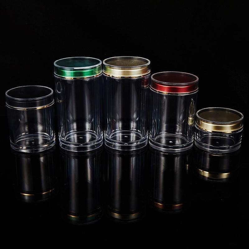 Zárható PS műanyag üveg kupakkal, offset nyomtatású logó, testre szabható egészségügyi csomagoláshoz