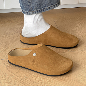 Baotou muške papuče, slip-on, gornji dio od nubuka krave, gumena potplata, ležerni stil