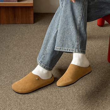 Baotou muške papuče, slip-on, gornji dio od nubuka krave, gumena potplata, ležerni stil