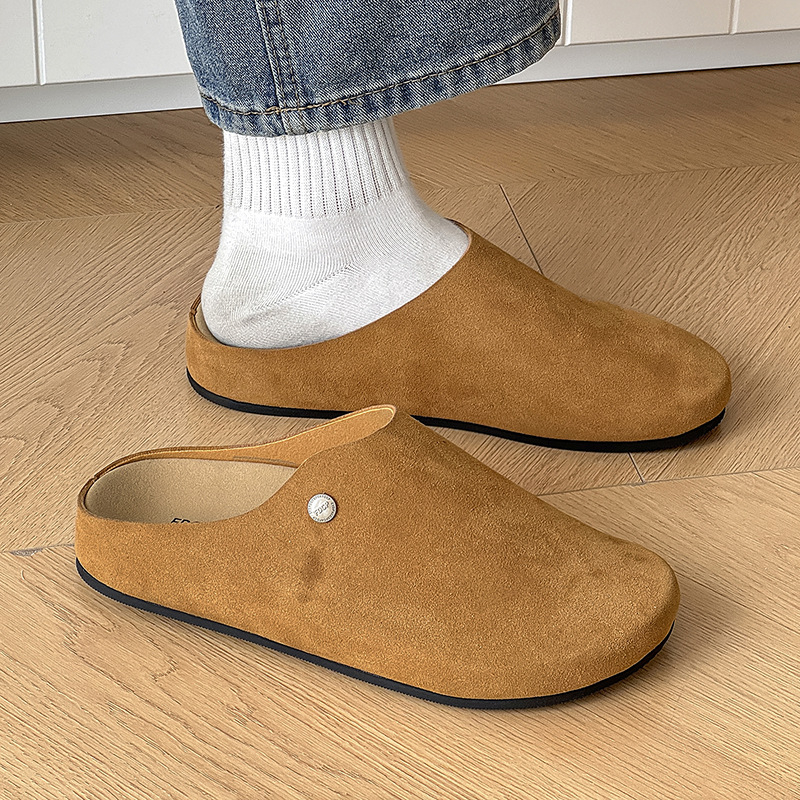 Baotou muške papuče, slip-on, gornji dio od nubuka krave, gumena potplata, ležerni stil