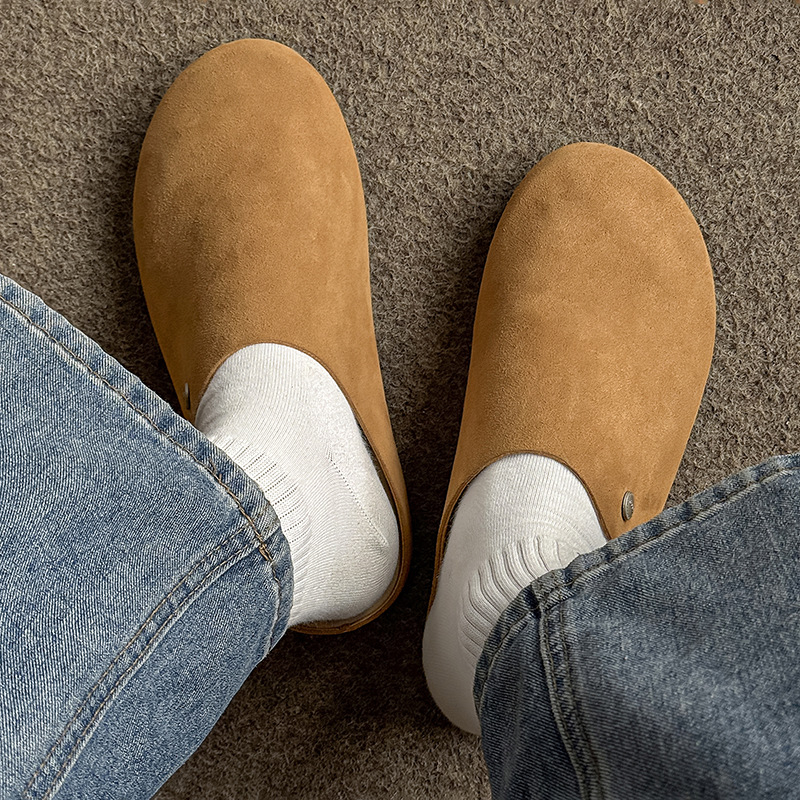 Baotou muške papuče, slip-on, gornji dio od nubuka krave, gumena potplata, ležerni stil