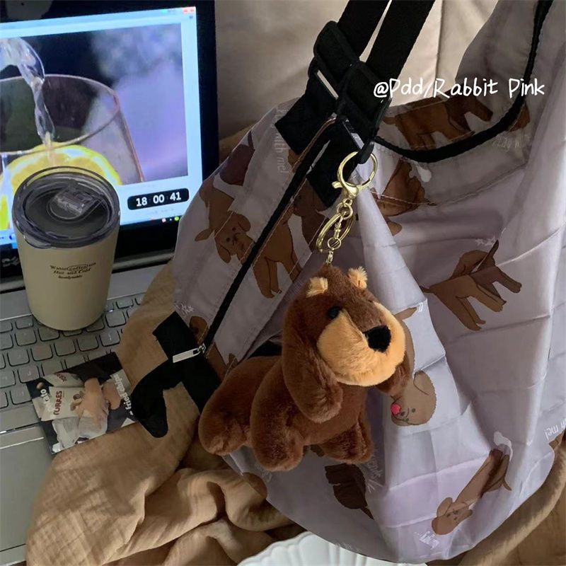 Dachshund pliš igračka – privjesak za ključeve i ruksak, (PP pamuk punjenje, ultra mekani kratki pliš, unisex)