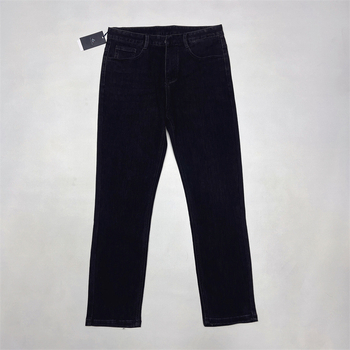 Мъжки дънки с прав крак, средна талия, деним памук-полиестер-спандекс, цип, пролет и есен