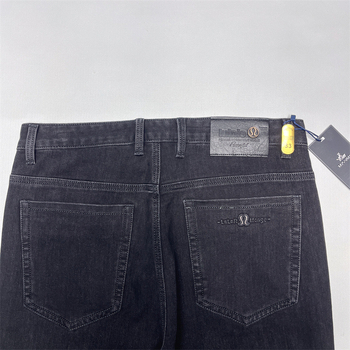 Мъжки дънки с прав крак, средна талия, деним памук-полиестер-спандекс, цип, пролет и есен