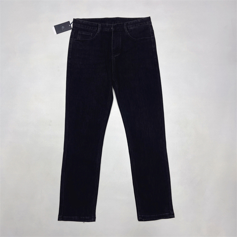 Мъжки дънки с прав крак, средна талия, деним памук-полиестер-спандекс, цип, пролет и есен