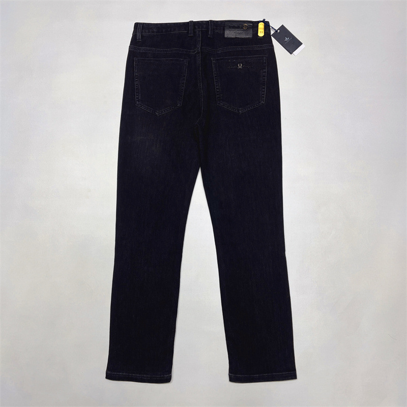 Мъжки дънки с прав крак, средна талия, деним памук-полиестер-спандекс, цип, пролет и есен