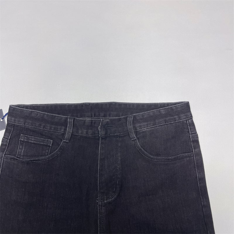 Мъжки дънки с прав крак, средна талия, деним памук-полиестер-спандекс, цип, пролет и есен