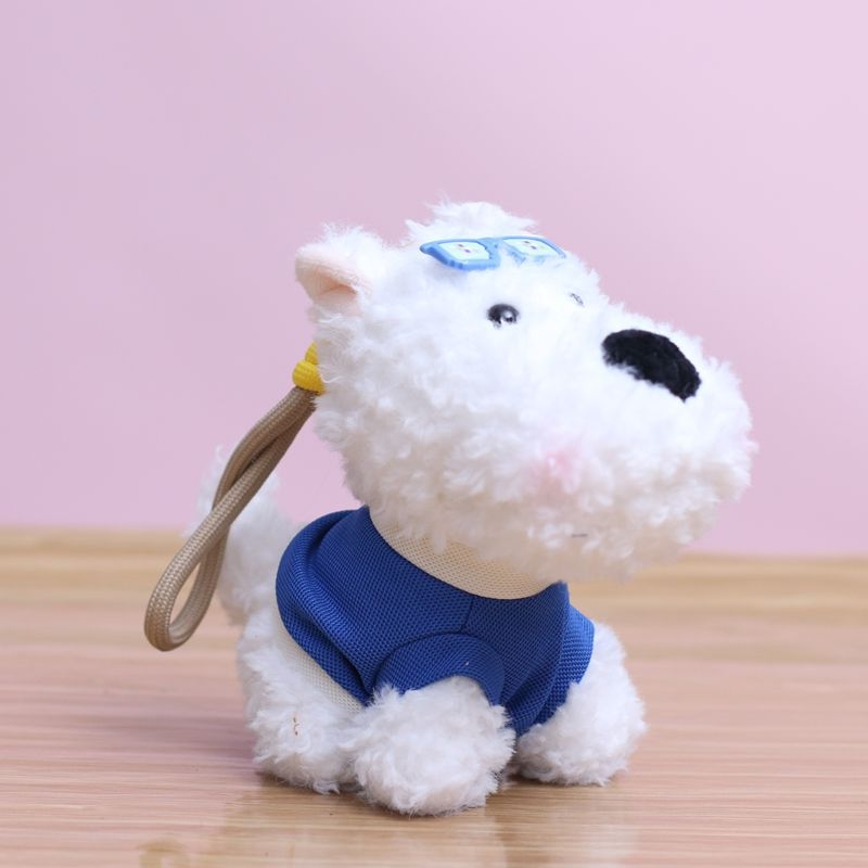 Mori bunny West Highland White Terrier plüss kulcstartó — rendkívül puha rövid plüss, PP töltet