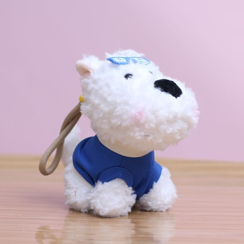 Mori bunny West Highland White Terrier plüss kulcstartó — rendkívül puha rövid plüss, PP töltet