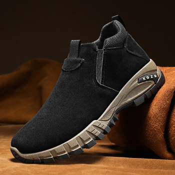 Muške jesensko-zimske outdoor cipele PU gornji dio, fleece podstava, prozračne, šivena potplat, debeli pet 3–5 cm