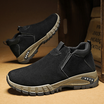 Muške jesensko-zimske outdoor cipele PU gornji dio, fleece podstava, prozračne, šivena potplat, debeli pet 3–5 cm