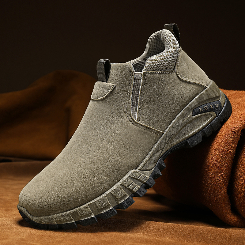 Muške jesensko-zimske outdoor cipele PU gornji dio, fleece podstava, prozračne, šivena potplat, debeli pet 3–5 cm