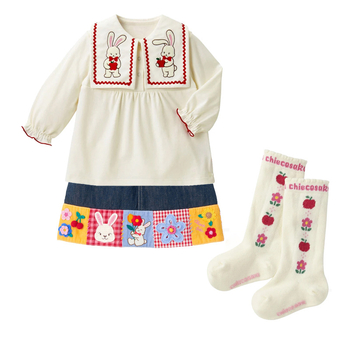 Gyerekeknek készült zokni Cartoon hímzéssel, pamut, hosszú cső, lélegző, 95% pamut, 3–8 éveseknek