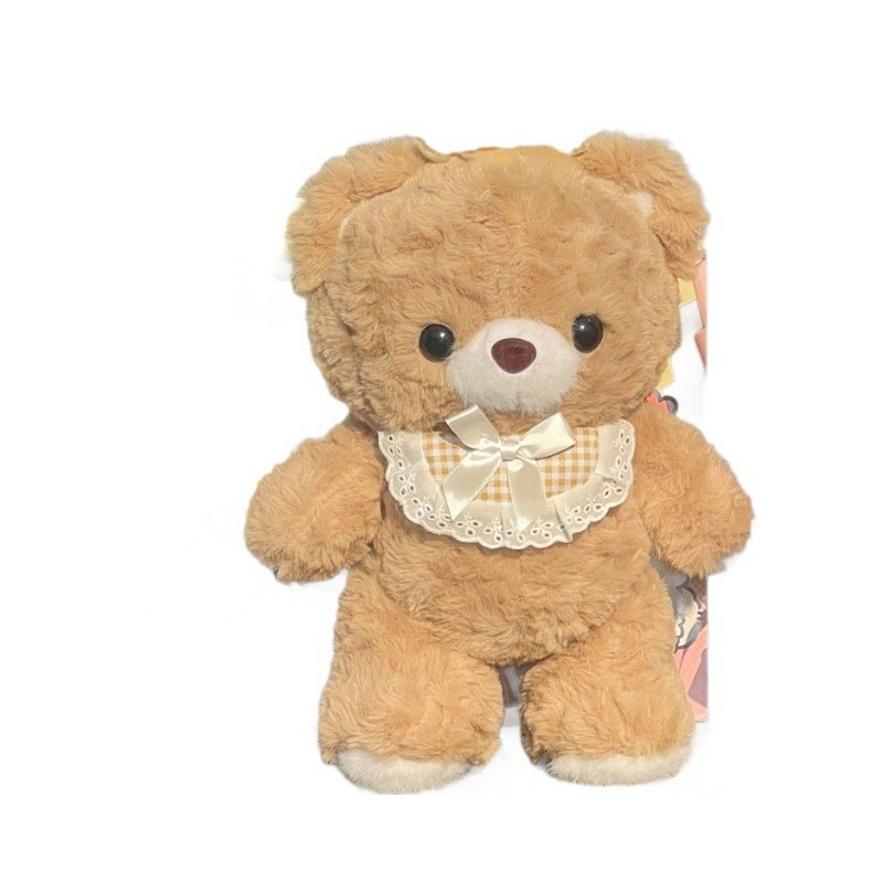 Plüss játék – Teddy maci sállal, rövid plüss, PP pamut töltés, többfunkciós és testre szabható