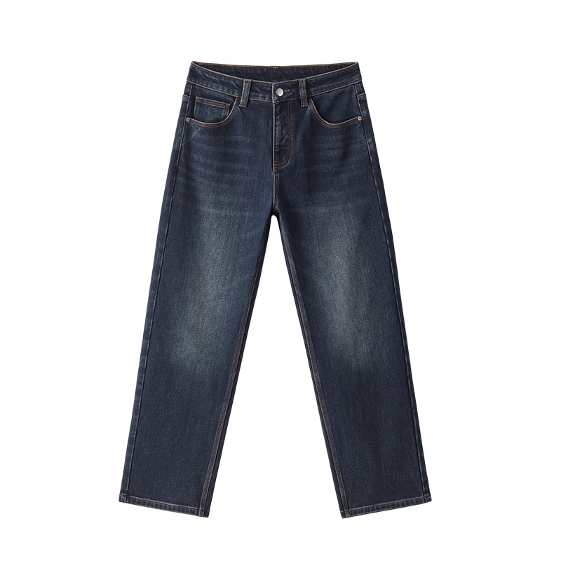 Muške traperice vintage ravnog kroja, flis podstava za zimu, srednji pojas, zatvarač, mješavina pamuka denim (67,2% pamuk, 30,8% poliester, 2,0% elastan)