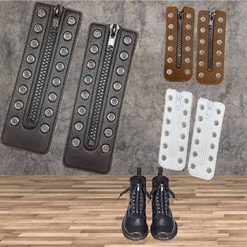 Ghoo PU δερμάτινες διακοσμητικές επενδύσεις κορδονιών για παπούτσια – συμβατές με sneakers, δερμάτινα παπούτσια και μποτάκια, μοντέρνος και casual στυλ, αξεσουάρ με φερμουάρ