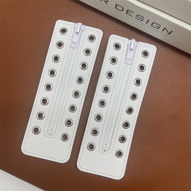 Ghoo PU δερμάτινες διακοσμητικές επενδύσεις κορδονιών για παπούτσια – συμβατές με sneakers, δερμάτινα παπούτσια και μποτάκια, μοντέρνος και casual στυλ, αξεσουάρ με φερμουάρ