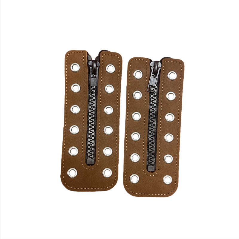 Ghoo PU δερμάτινες διακοσμητικές επενδύσεις κορδονιών για παπούτσια – συμβατές με sneakers, δερμάτινα παπούτσια και μποτάκια, μοντέρνος και casual στυλ, αξεσουάρ με φερμουάρ